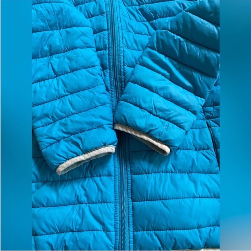 SAVE THE DUCK Women's Bright Blue Hooded Puffer Jacket - Picture 9 of 16